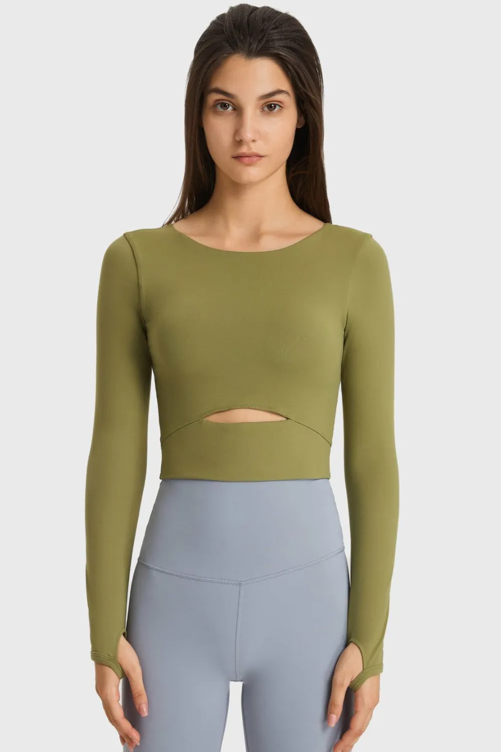 Train Like A Beast Cutout Long Sleeve Cropped Sports Top