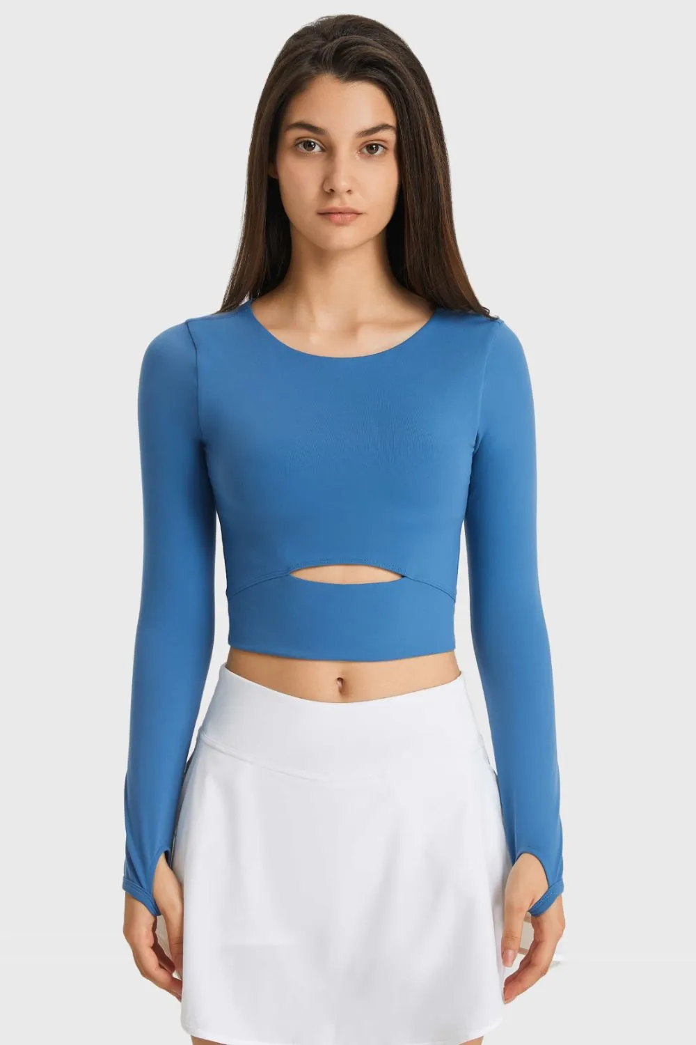 Train Like A Beast Cutout Long Sleeve Cropped Sports Top