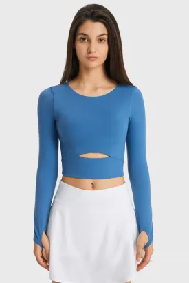 Train Like A Beast Cutout Long Sleeve Cropped Sports Top