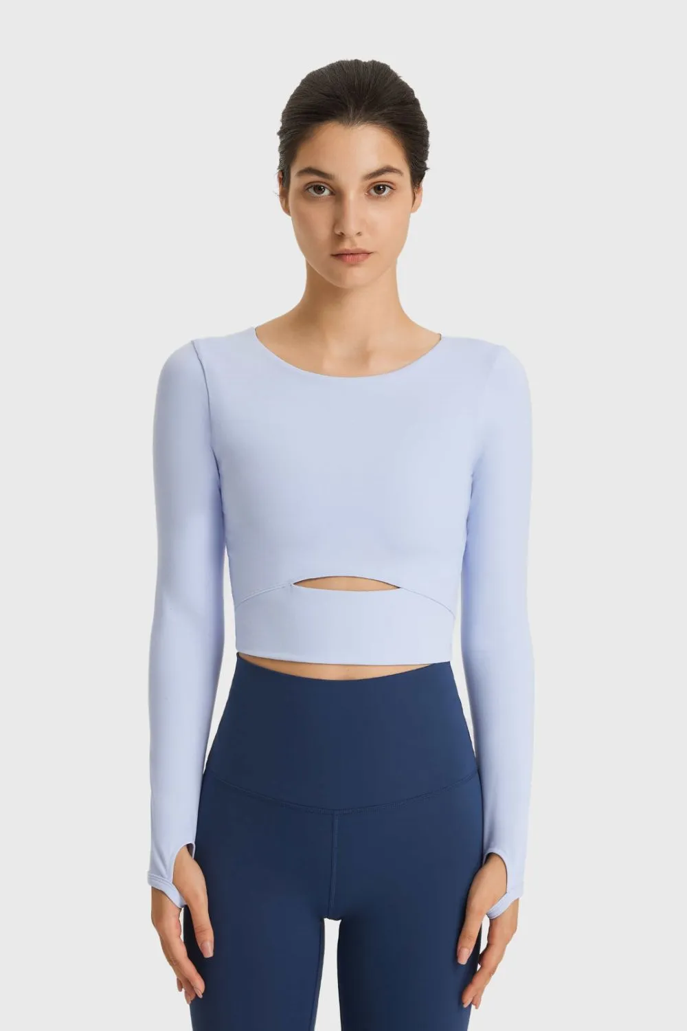 Train Like A Beast Cutout Long Sleeve Cropped Sports Top
