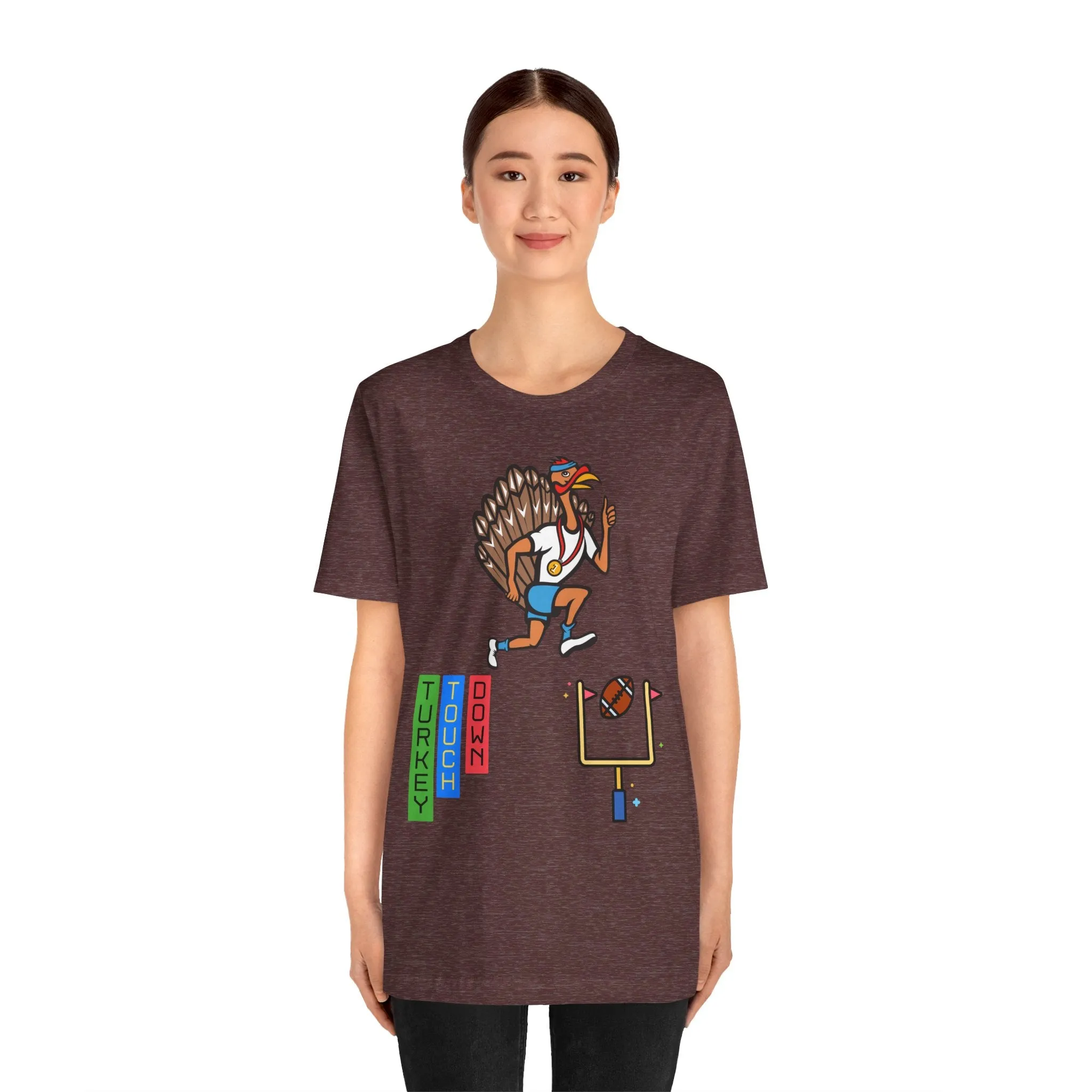 Turkey Touch Down Thanksgiving Tee, Unisex Graphic T-shirt, Fall Holiday Top, Autumn Harvest Apparel, Family Gathering