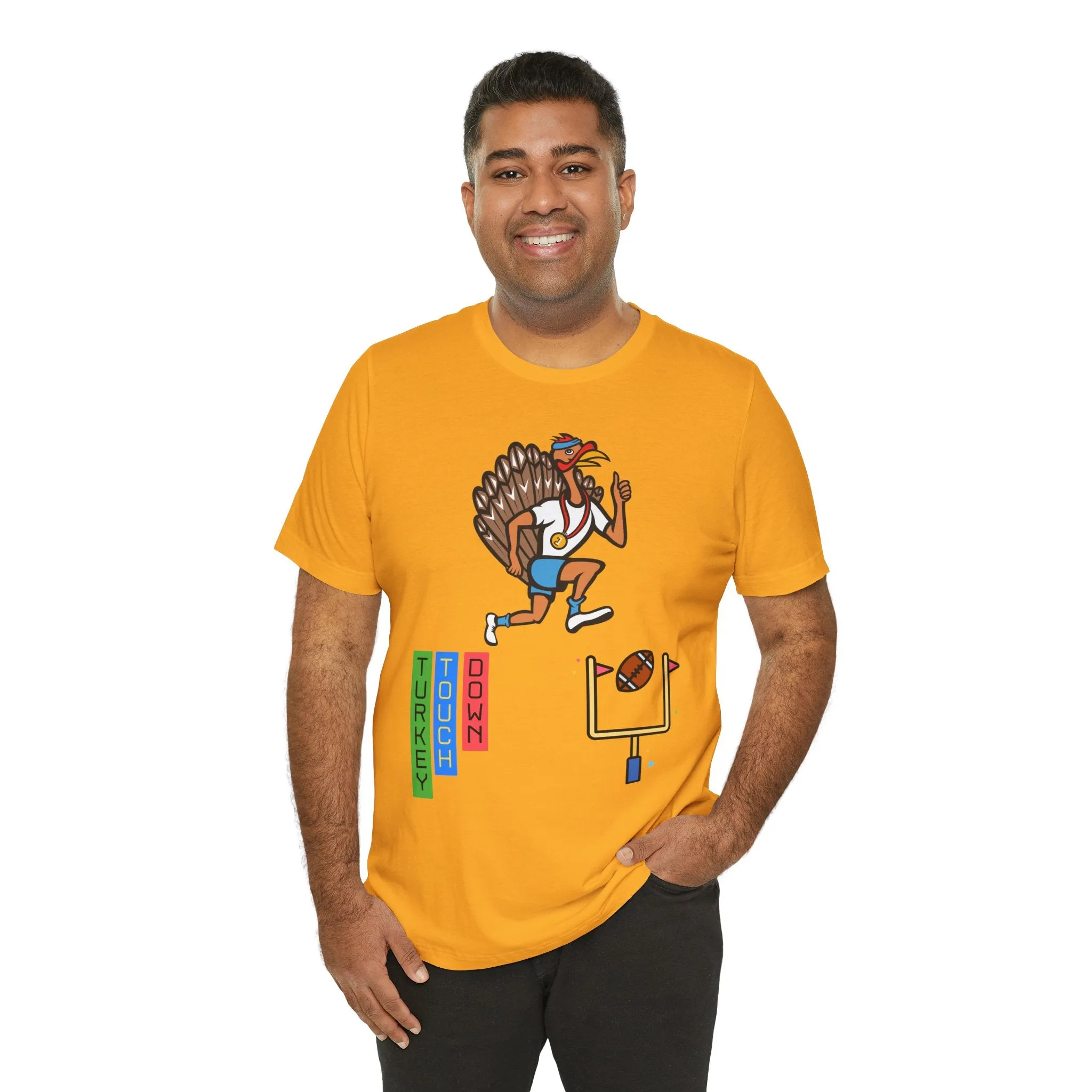 Turkey Touch Down Thanksgiving Tee, Unisex Graphic T-shirt, Fall Holiday Top, Autumn Harvest Apparel, Family Gathering