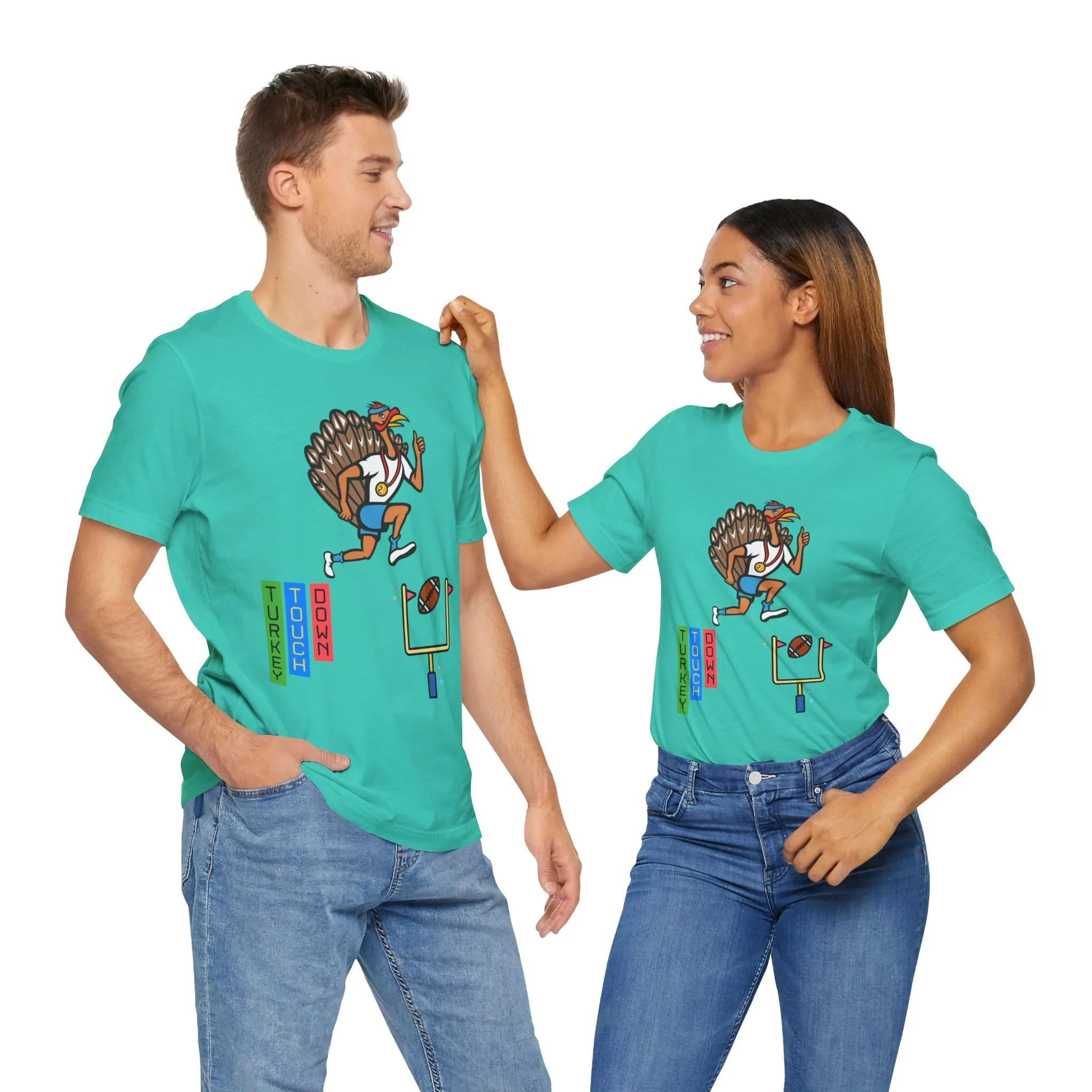 Turkey Touch Down Thanksgiving Tee, Unisex Graphic T-shirt, Fall Holiday Top, Autumn Harvest Apparel, Family Gathering