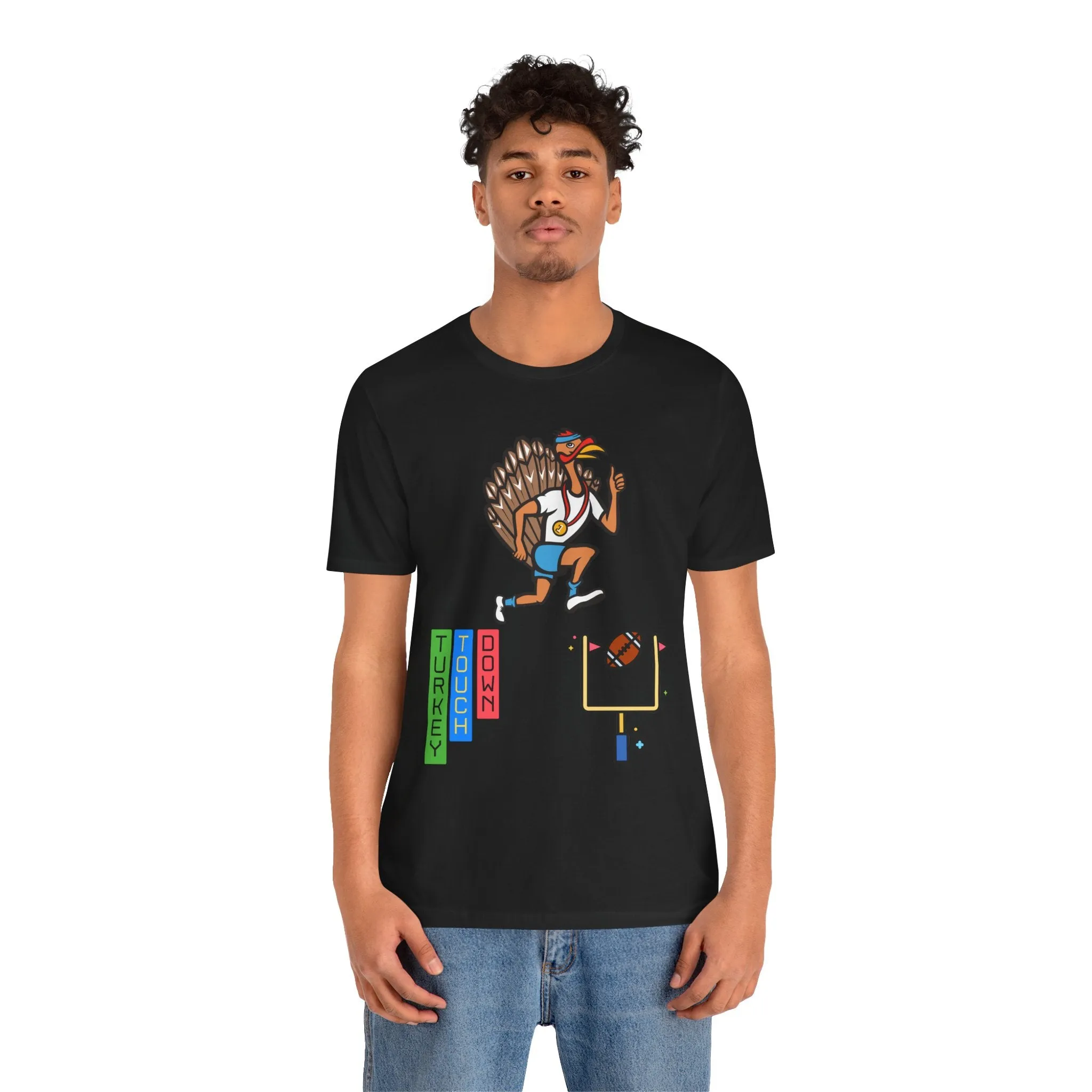 Turkey Touch Down Thanksgiving Tee, Unisex Graphic T-shirt, Fall Holiday Top, Autumn Harvest Apparel, Family Gathering