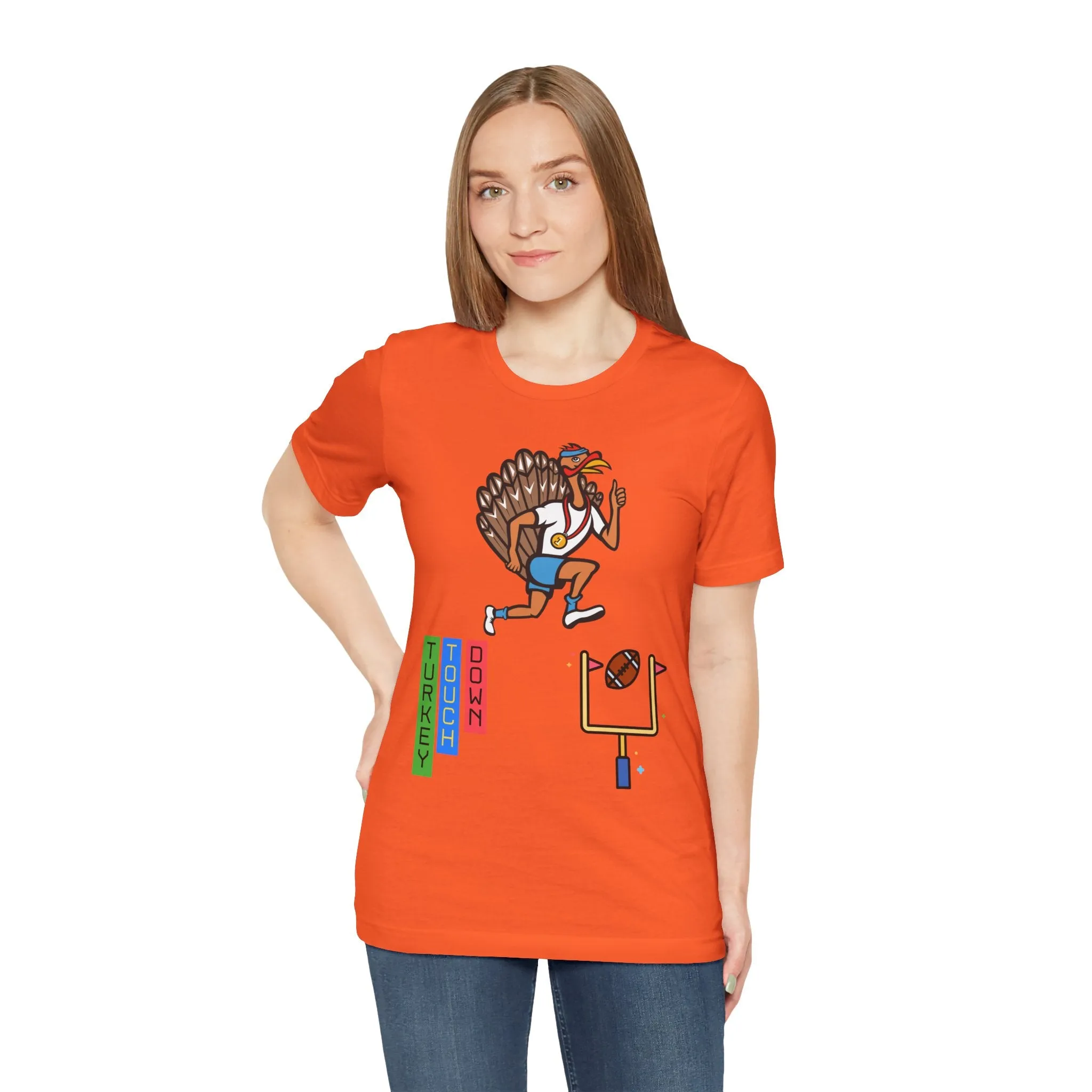 Turkey Touch Down Thanksgiving Tee, Unisex Graphic T-shirt, Fall Holiday Top, Autumn Harvest Apparel, Family Gathering