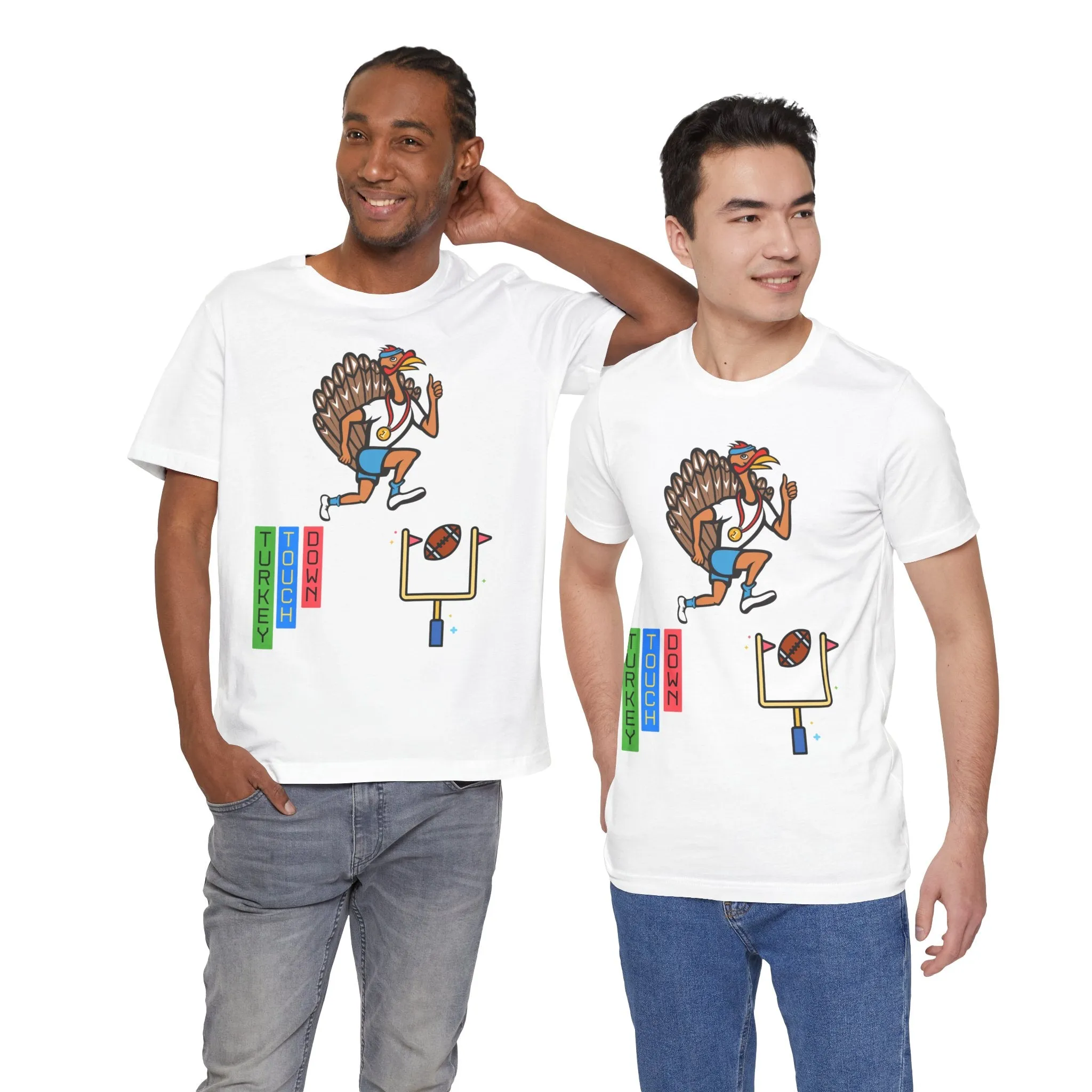 Turkey Touch Down Thanksgiving Tee, Unisex Graphic T-shirt, Fall Holiday Top, Autumn Harvest Apparel, Family Gathering
