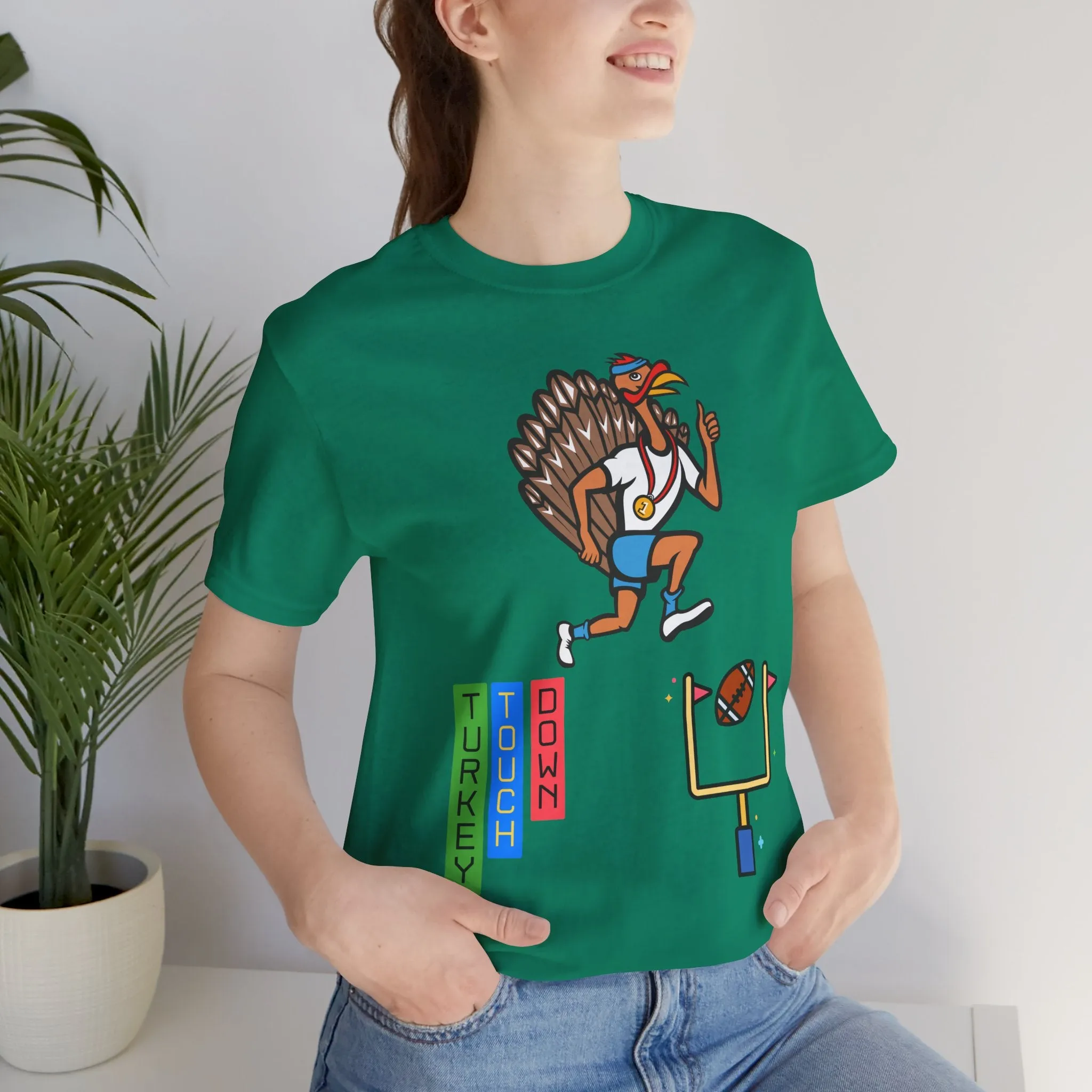 Turkey Touch Down Thanksgiving Tee, Unisex Graphic T-shirt, Fall Holiday Top, Autumn Harvest Apparel, Family Gathering