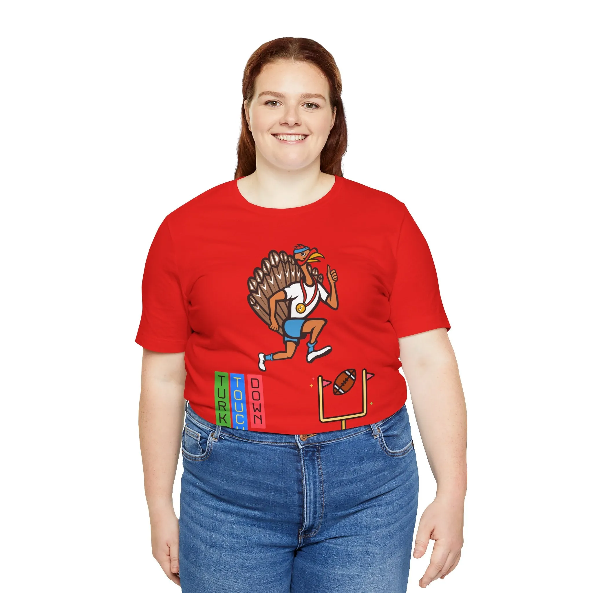 Turkey Touch Down Thanksgiving Tee, Unisex Graphic T-shirt, Fall Holiday Top, Autumn Harvest Apparel, Family Gathering