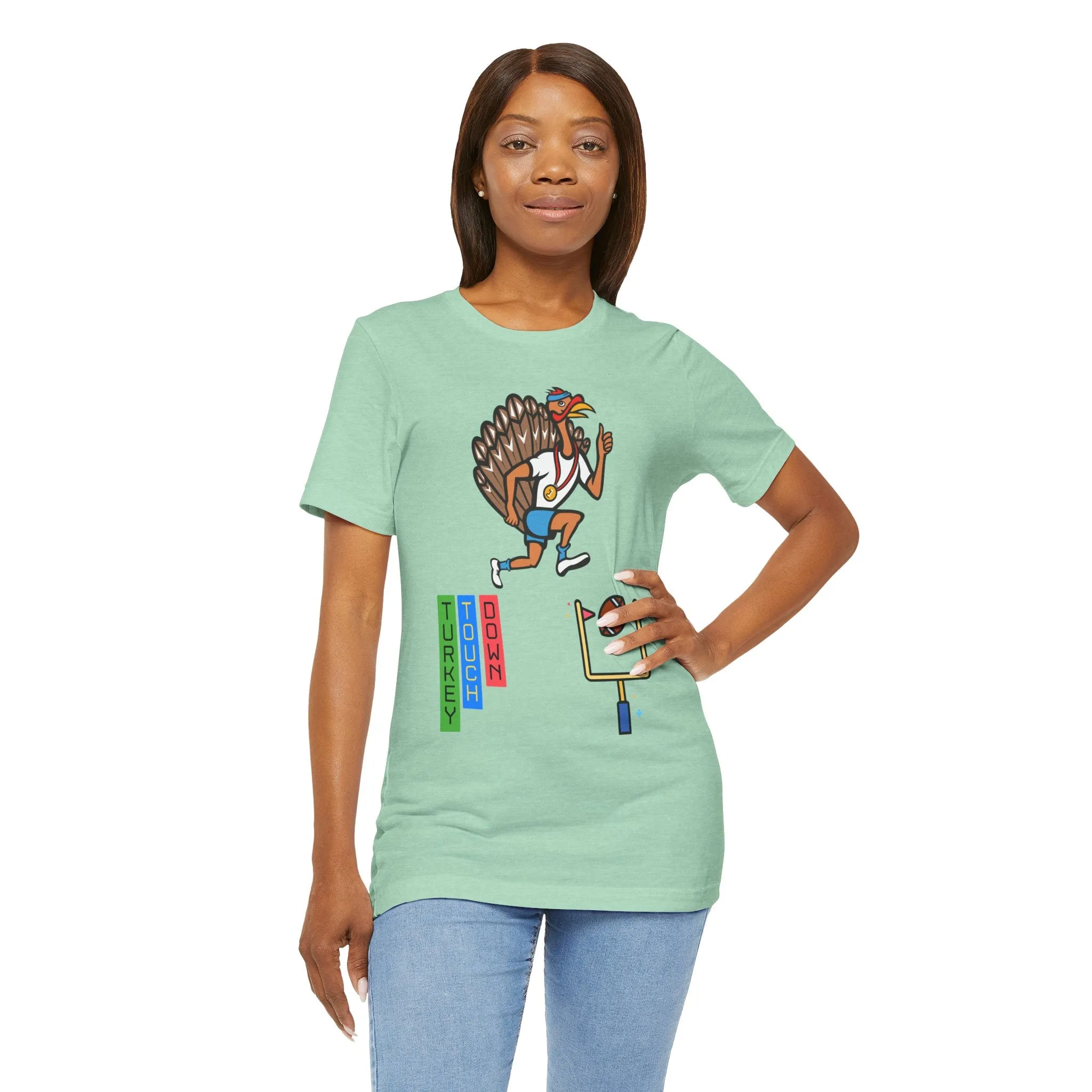 Turkey Touch Down Thanksgiving Tee, Unisex Graphic T-shirt, Fall Holiday Top, Autumn Harvest Apparel, Family Gathering