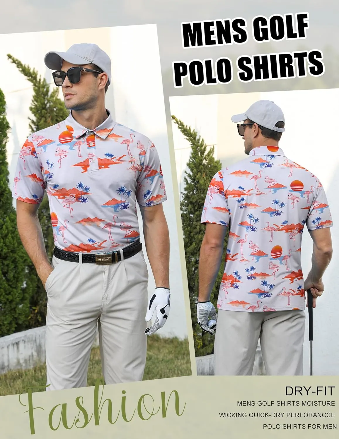 uideazone Golf Shirts for Men Dry Fit Polo Shirt Short Sleeve Moisture Wicking Golf Polos Performance Golf Tennis Shirt