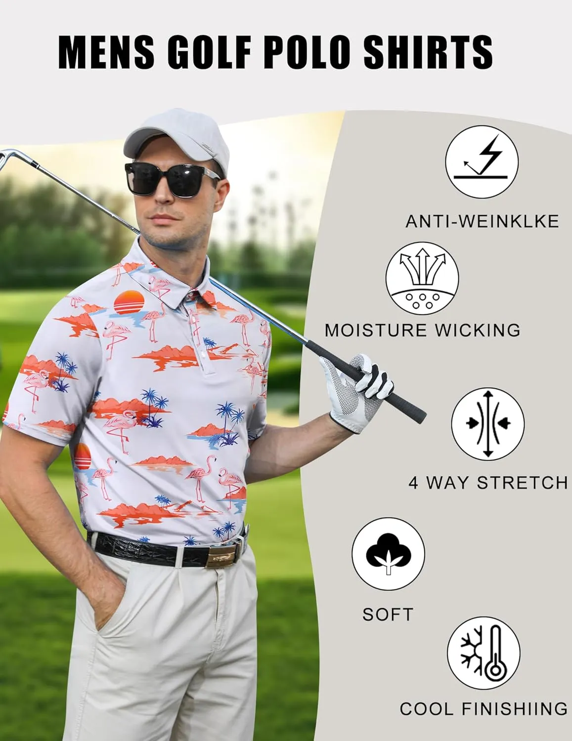 uideazone Golf Shirts for Men Dry Fit Polo Shirt Short Sleeve Moisture Wicking Golf Polos Performance Golf Tennis Shirt