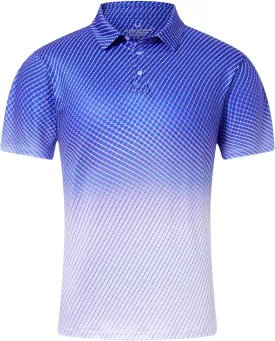 uideazone Mens Golf Shirt Dry Fit Athletic Polo Shirts Moisture Wicking Performance 3D Print Short Sleeve