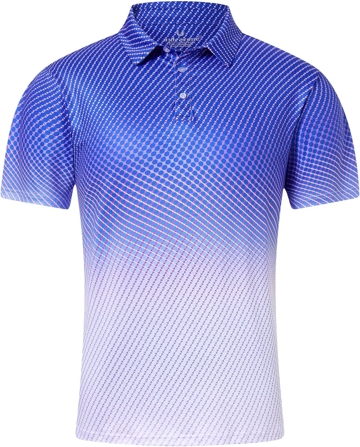 uideazone Mens Golf Shirt Dry Fit Athletic Polo Shirts Moisture Wicking Performance 3D Print Short Sleeve