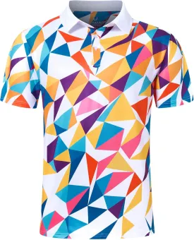 uideazone Mens Golf Shirt Dry Fit Athletic Polo Shirts Moisture Wicking Performance 3D Print Short Sleeve
