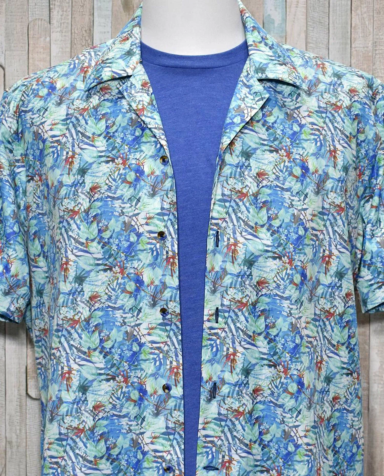 W493S Indigo Floral Camp Shirt