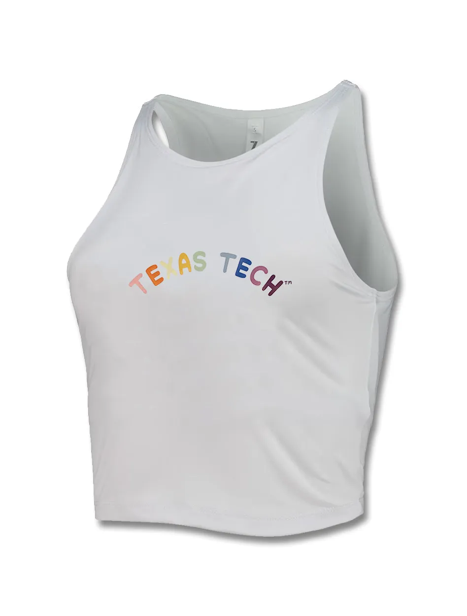*Zoozats Texas Tech "Sunshine" First Down White Crop Top